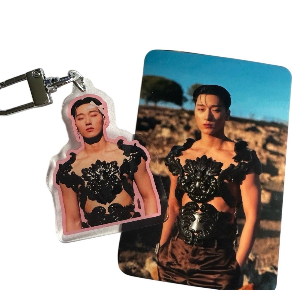 Ateez San Gladiator Model Photo Keychain Idol Bias Kpop Accessory